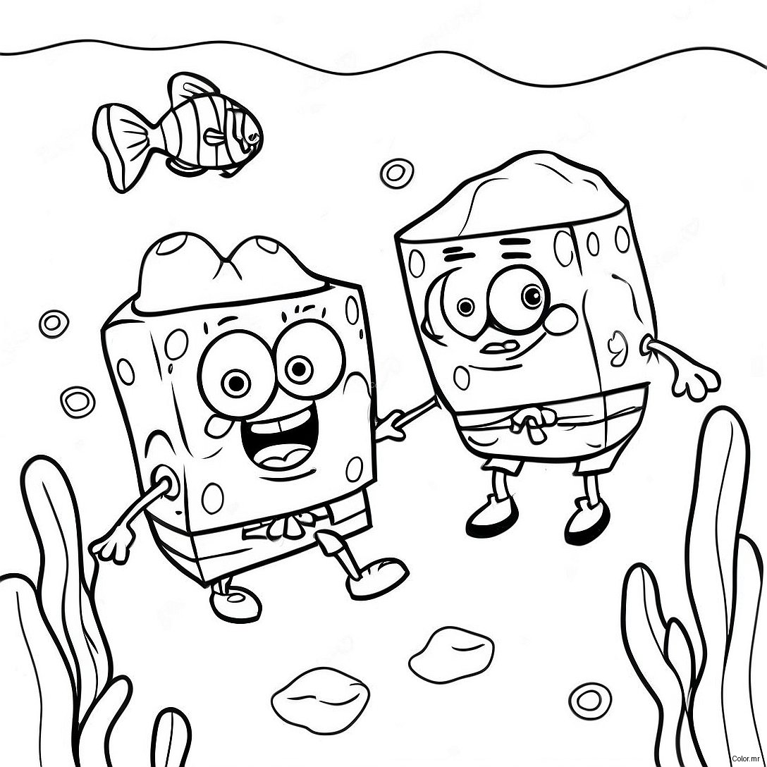 Spongebob And Patrick Underwater Adventure Coloring Page 25366 23185