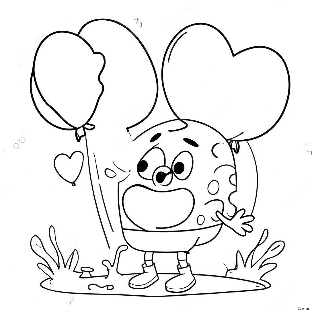 Spongebob With Heart Balloons Coloring Page 61087 50657