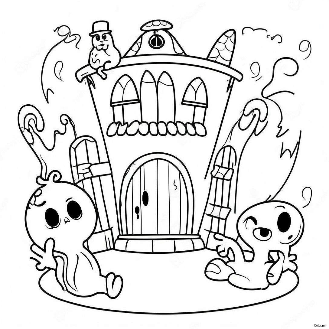 Spookiz Characters In A Haunted House Coloring Page 69014 56915