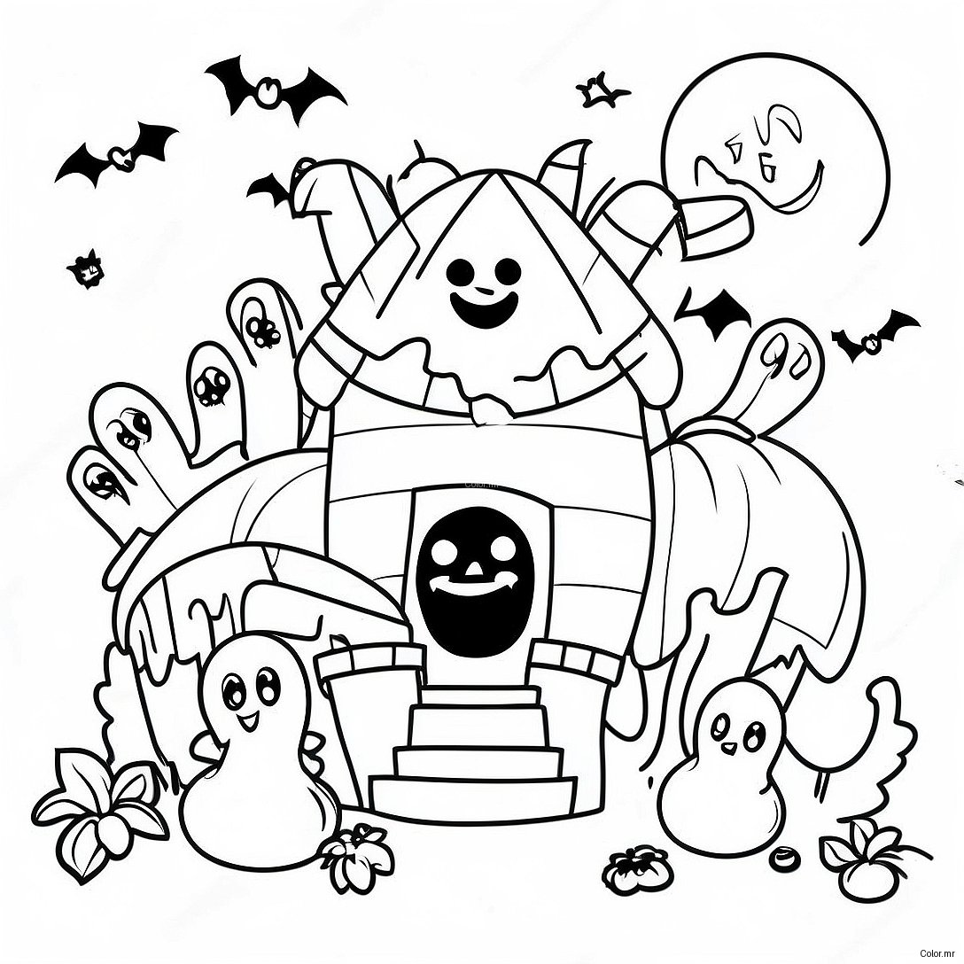 Spookiz Characters In A Haunted House Coloring Page 69014 56916