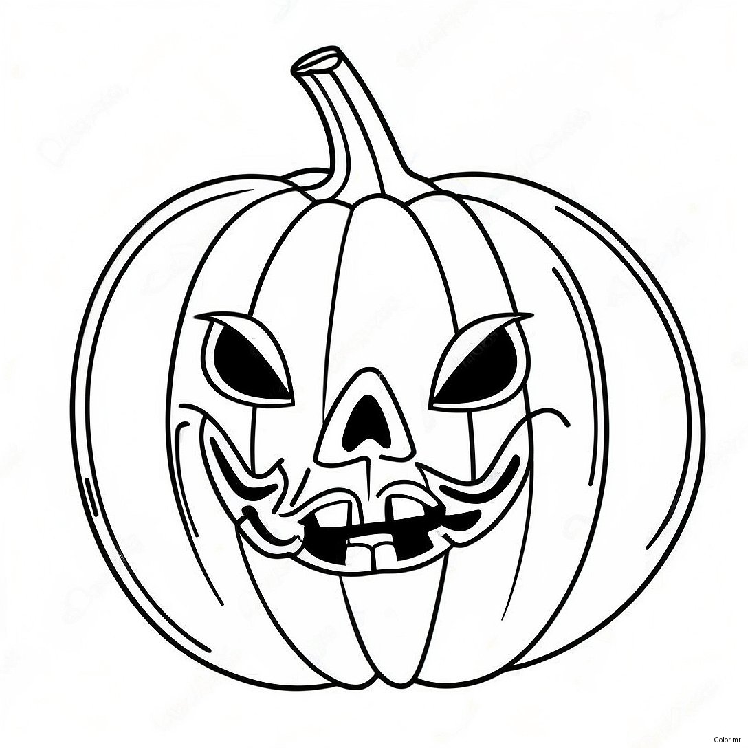 Spooky Pumpkin Halloween Mask Coloring Page 42481 35401