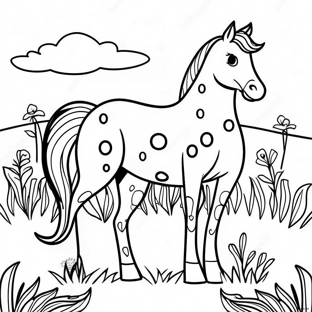 Spotted Appaloosa Horse In A Meadow Coloring Page 41710 34606