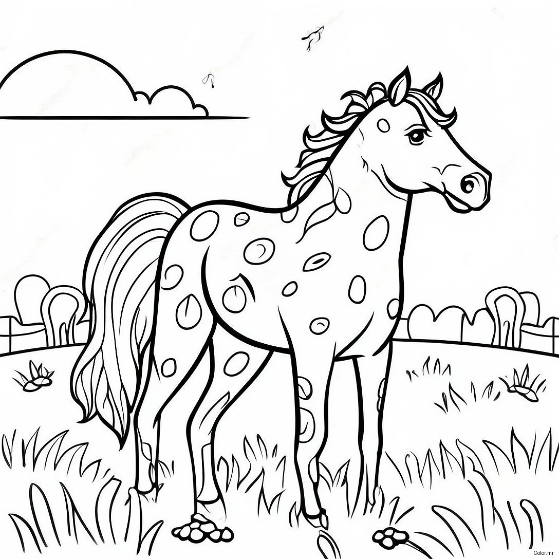 Spotted Appaloosa Horse In A Meadow Coloring Page 41710 34607