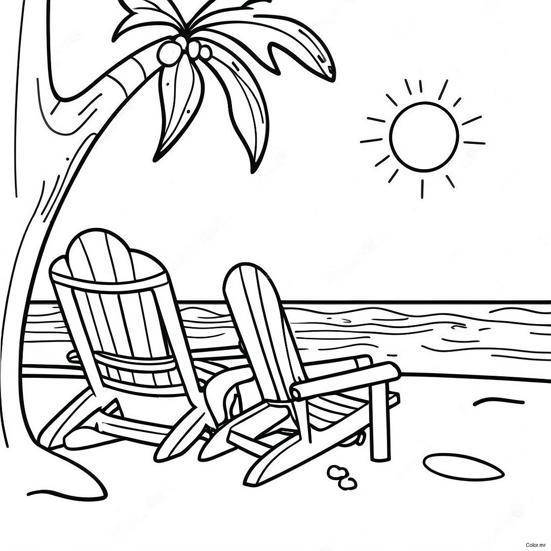 Spring Break Beach Scene Coloring Page 39117 32481