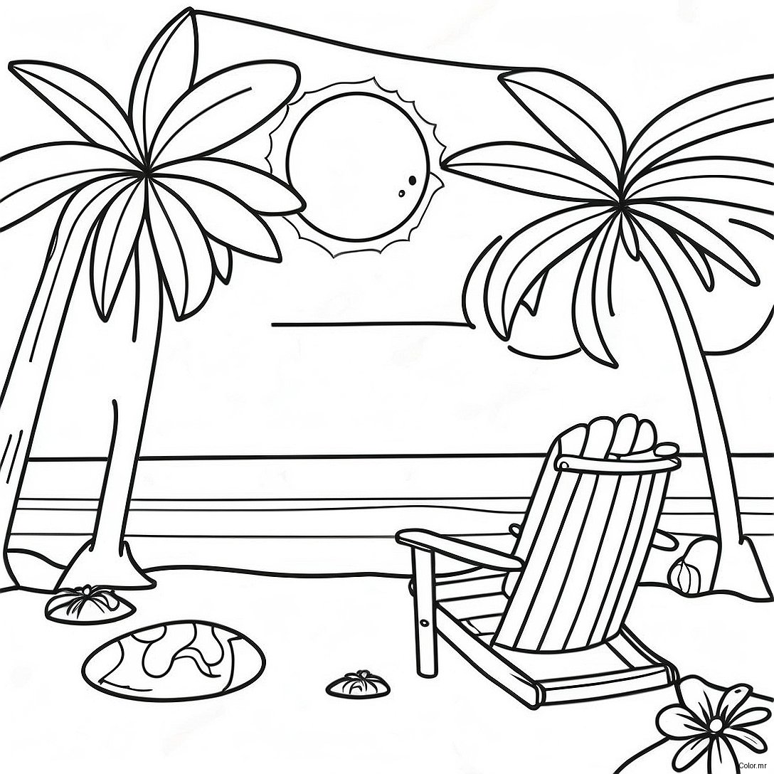 Spring Break Beach Scene Coloring Page 39117 32482