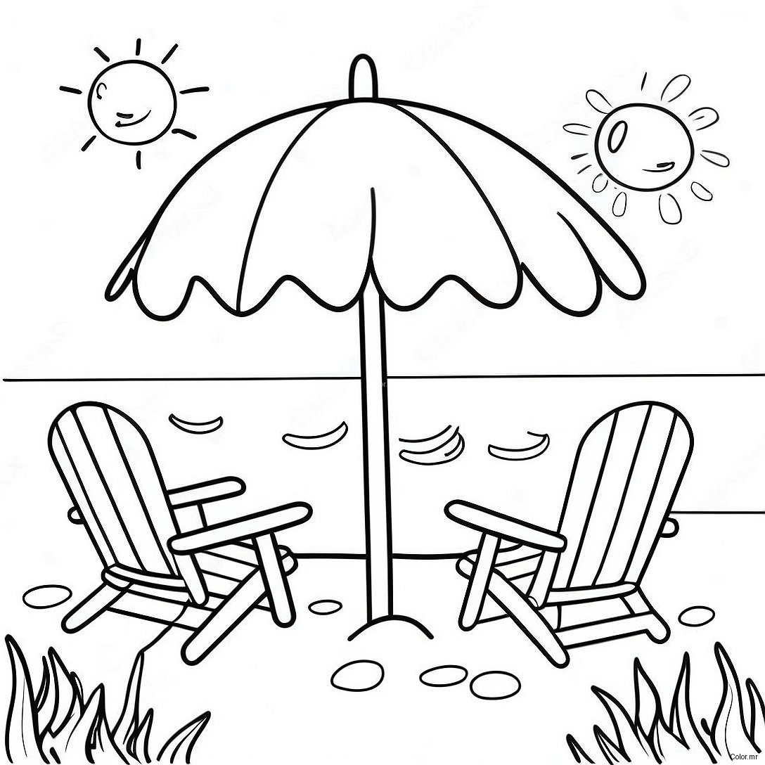 Spring Break Beach Scene Coloring Page 39117 32484