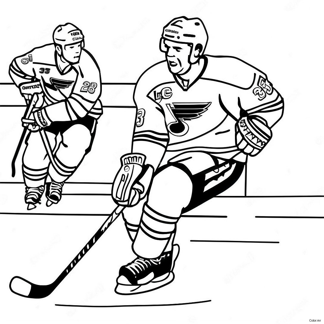 St Louis Blues Hockey Player In Action Coloring Page 71464 59066