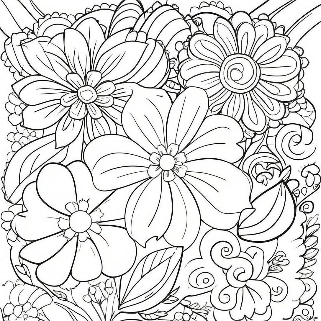 Stress Relief Adult Flowers Coloring Page 25255 23094