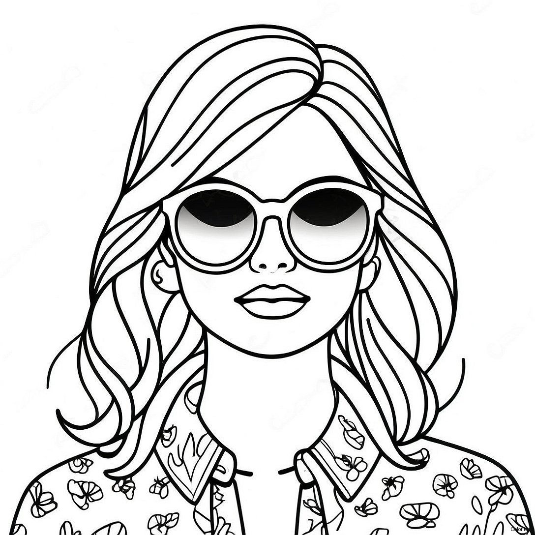 Stylish Tumblr Girl With Sunglasses Coloring Page 28887 26128