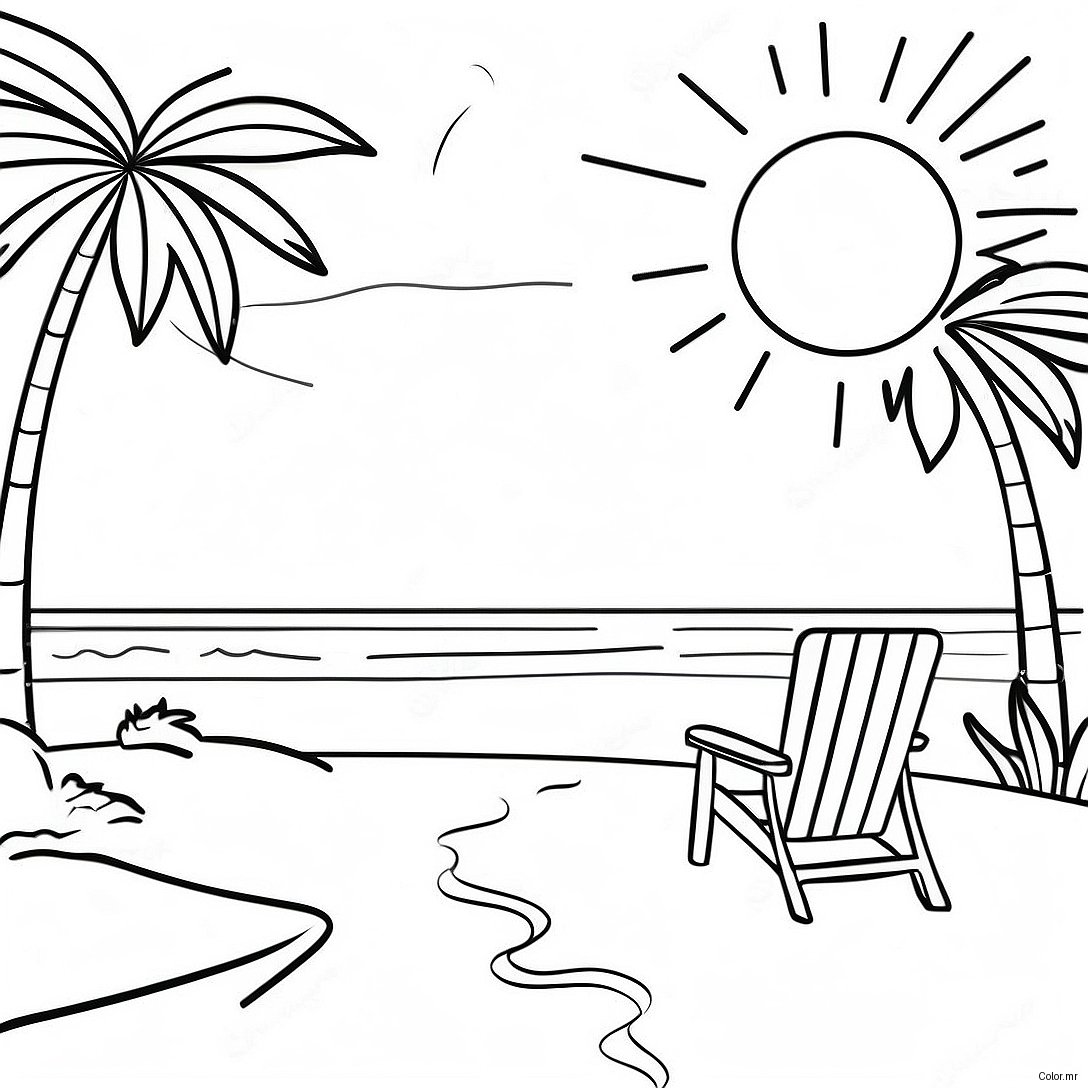 Sunny Florida Beach Scene Coloring Page 12858 10690