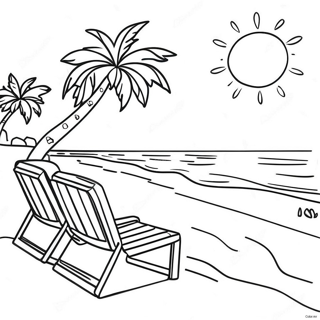 Sunny Florida Beach Scene Coloring Page 12858 10692