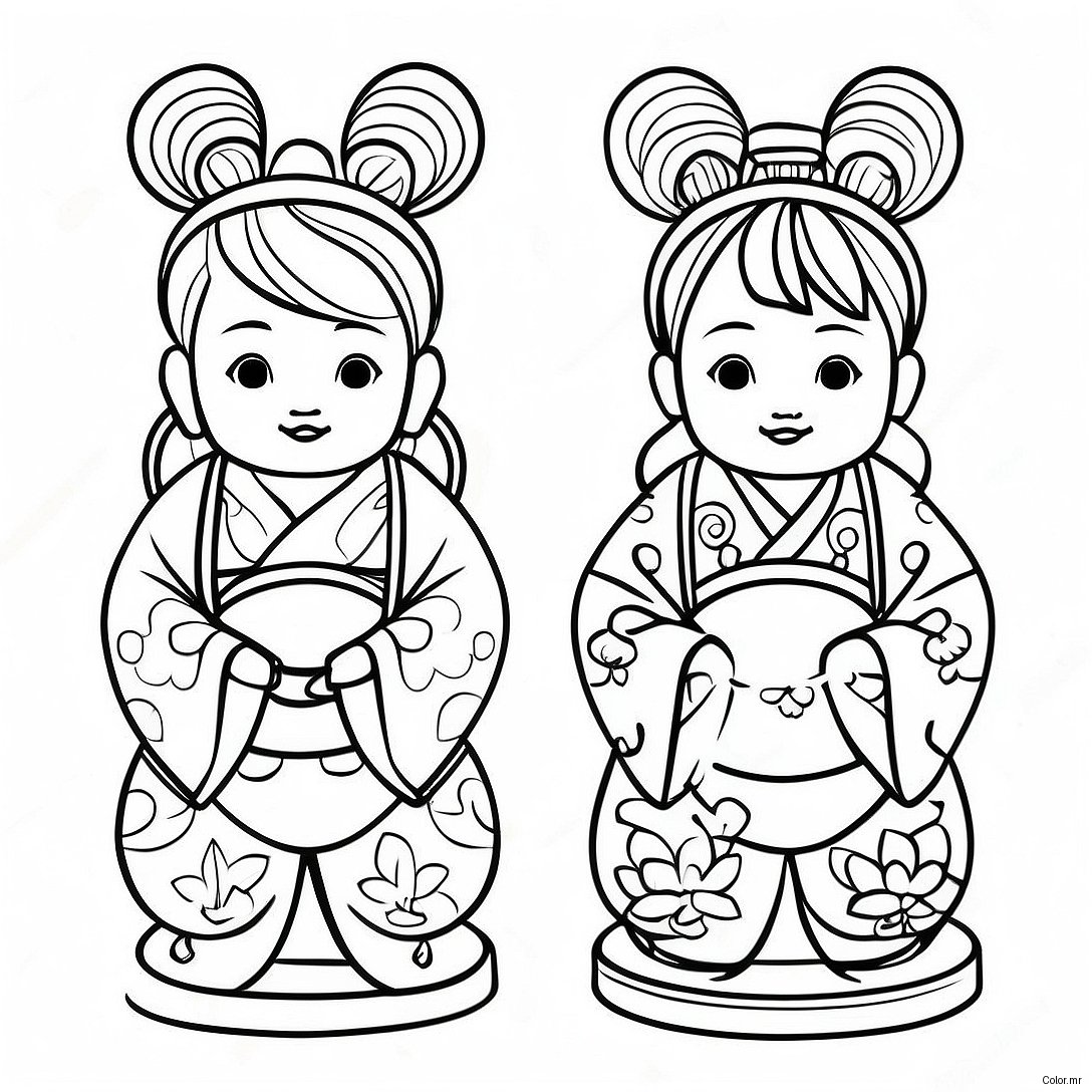 Traditional Hinamatsuri Dolls Coloring Page 72215 59649
