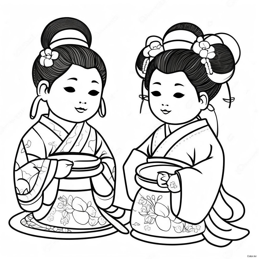 Traditional Hinamatsuri Dolls Coloring Page 72215 59651