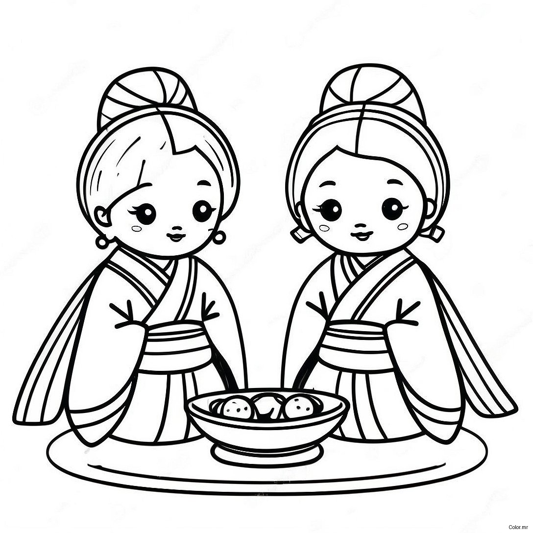 Traditional Hinamatsuri Dolls Coloring Page 72215 59652