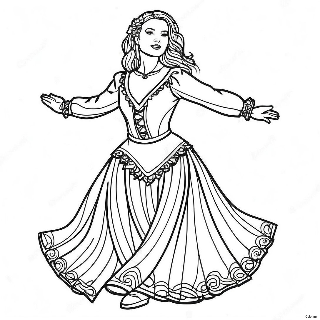 Traditional Irish Dancer In Costume Coloring Page 52597 43748