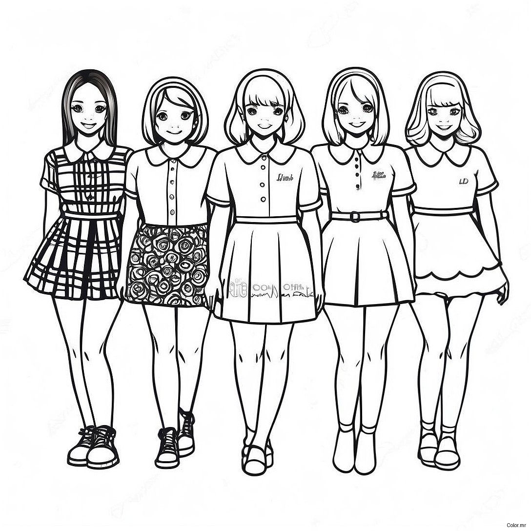 Twice Members In Colorful Outfits Coloring Page 50525 42113