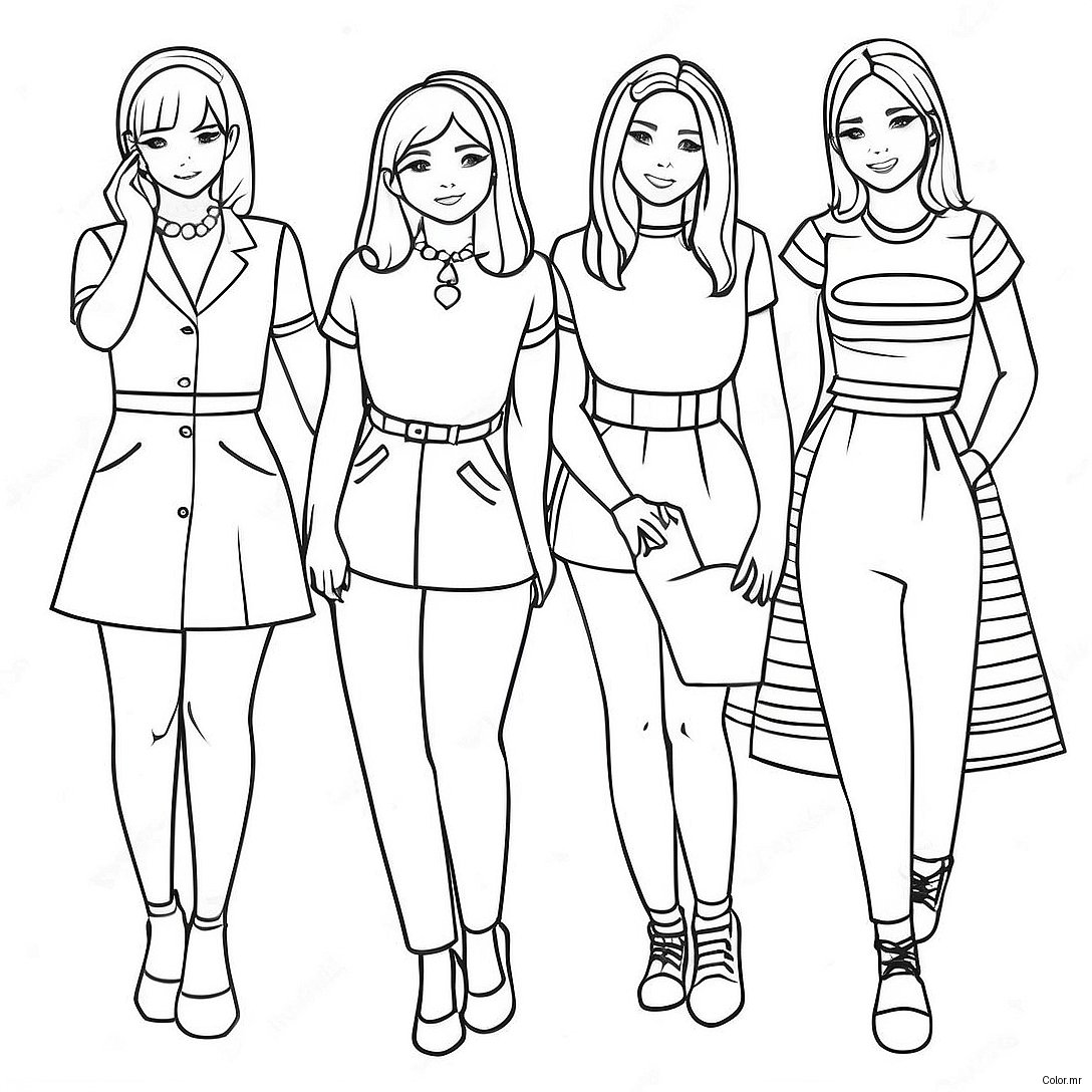 Twice Members In Colorful Outfits Coloring Page 50525 42115