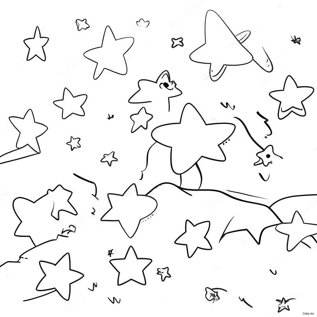 Twinkling Stars In The Night Sky Coloring Page 45694 37947