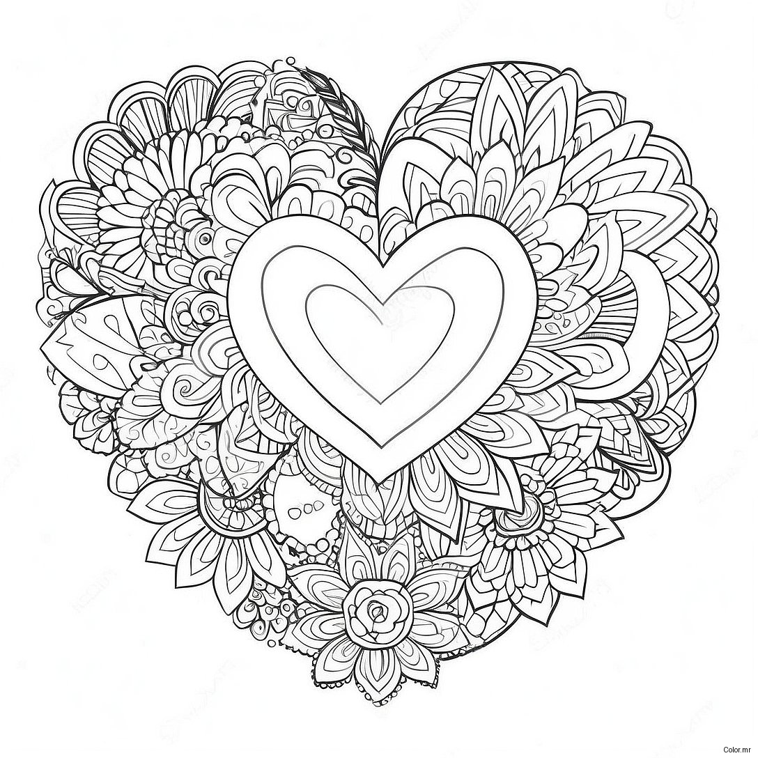 Valentine S Day Heart Mandala Coloring Page 16432 13848
