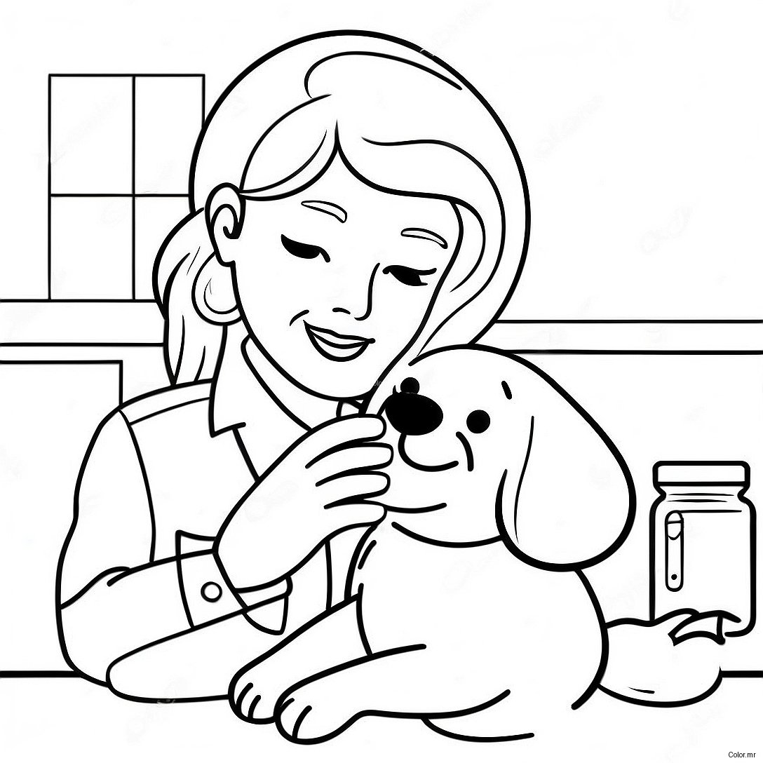 Vet Tech Caring For A Puppy Coloring Page 56791 47187