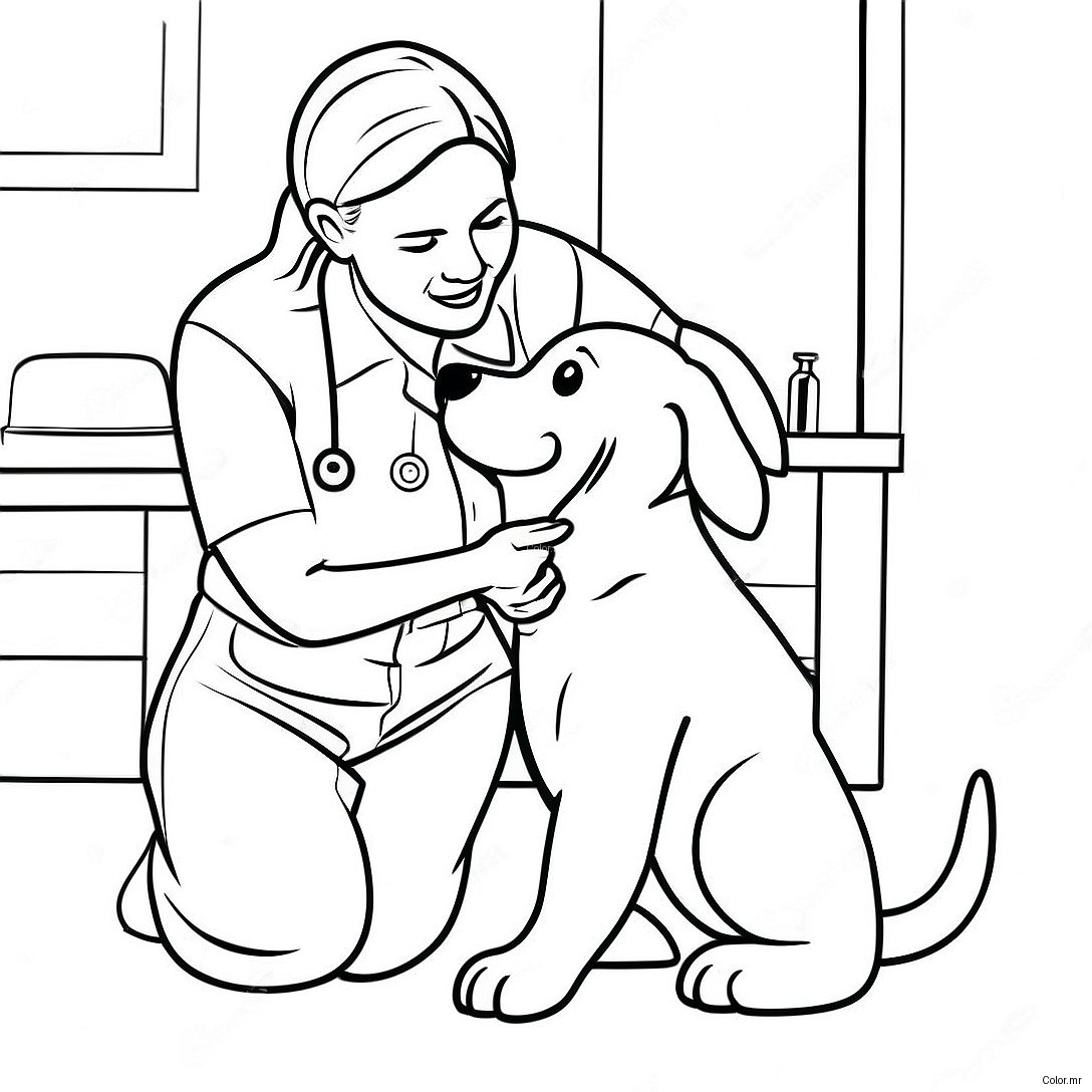 Vet Tech Caring For A Puppy Coloring Page 56791 47188