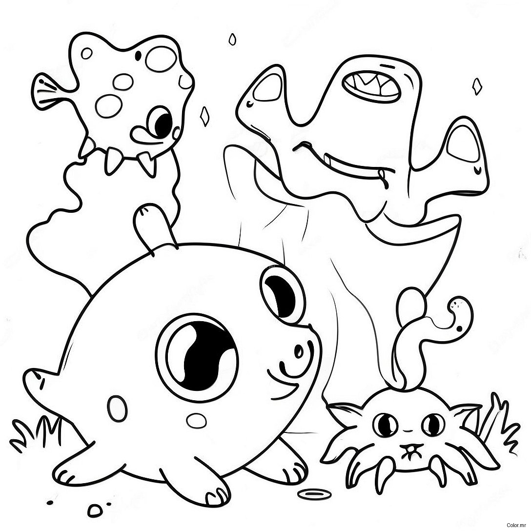 Whimsical Creatures In A Strange World Coloring Page 44373 36912