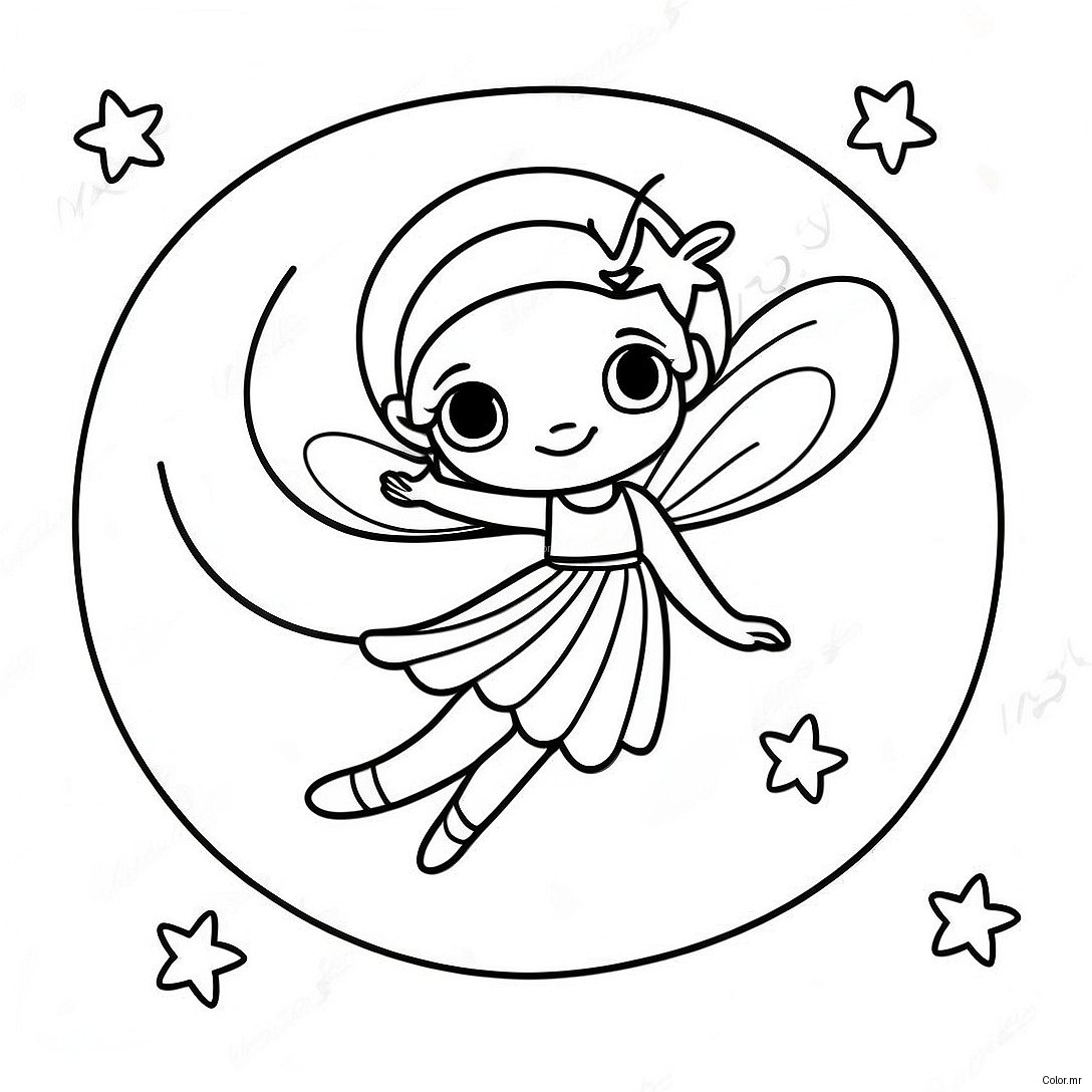 Whimsical Moon Fairy With Stars Coloring Page 57855 48089