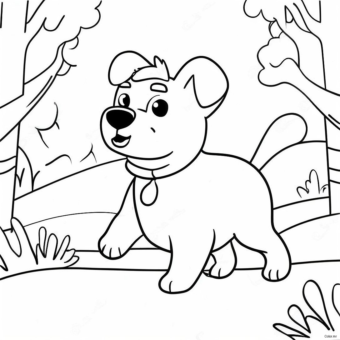 Winter Dog Playing In Snow Coloring Page 49384 41002