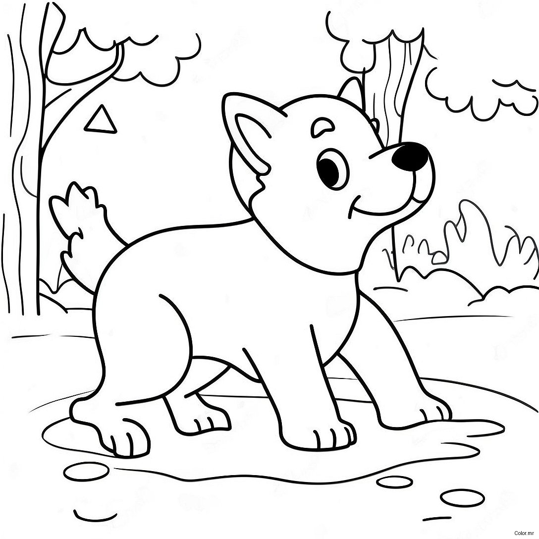 Winter Dog Playing In Snow Coloring Page 49384 41003