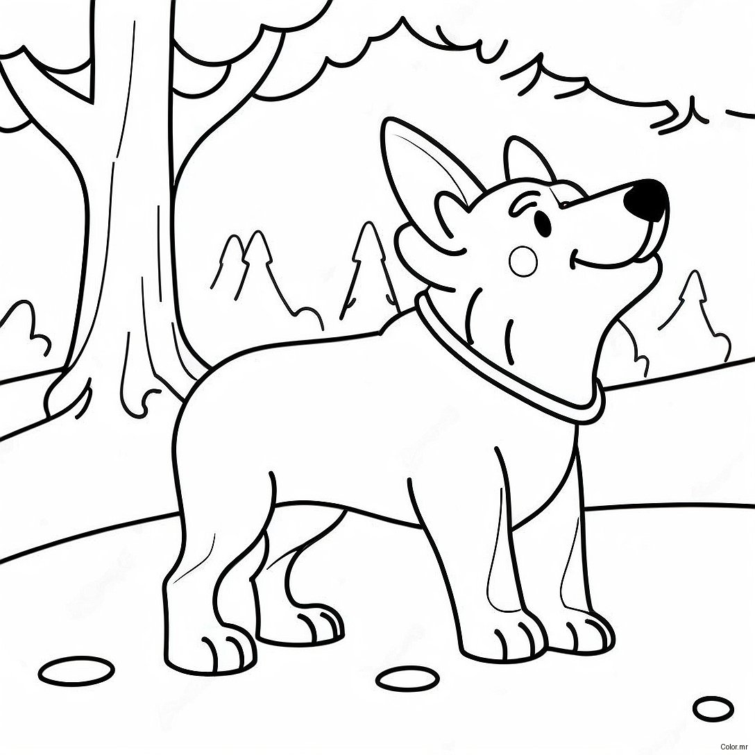 Winter Dog Playing In Snow Coloring Page 49384 41207