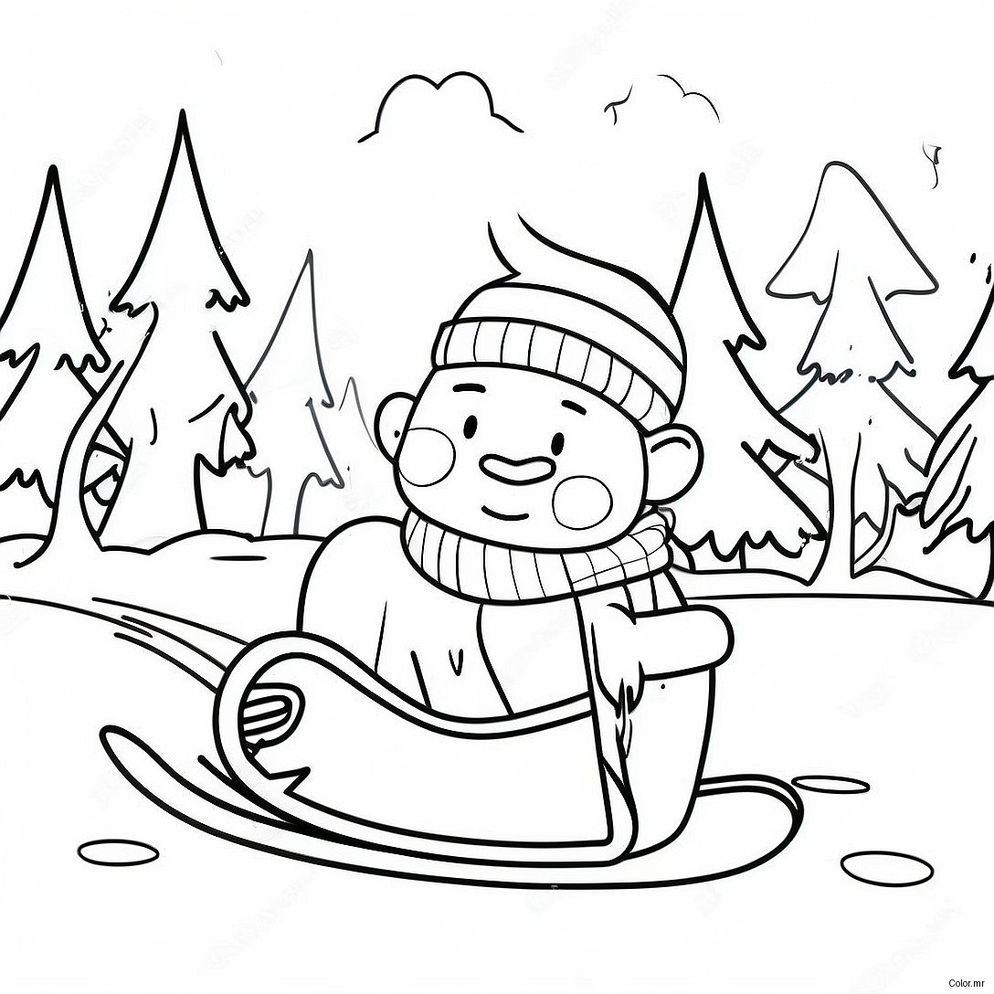 Winter Wonderland Sledding Coloring Page 42311 35077