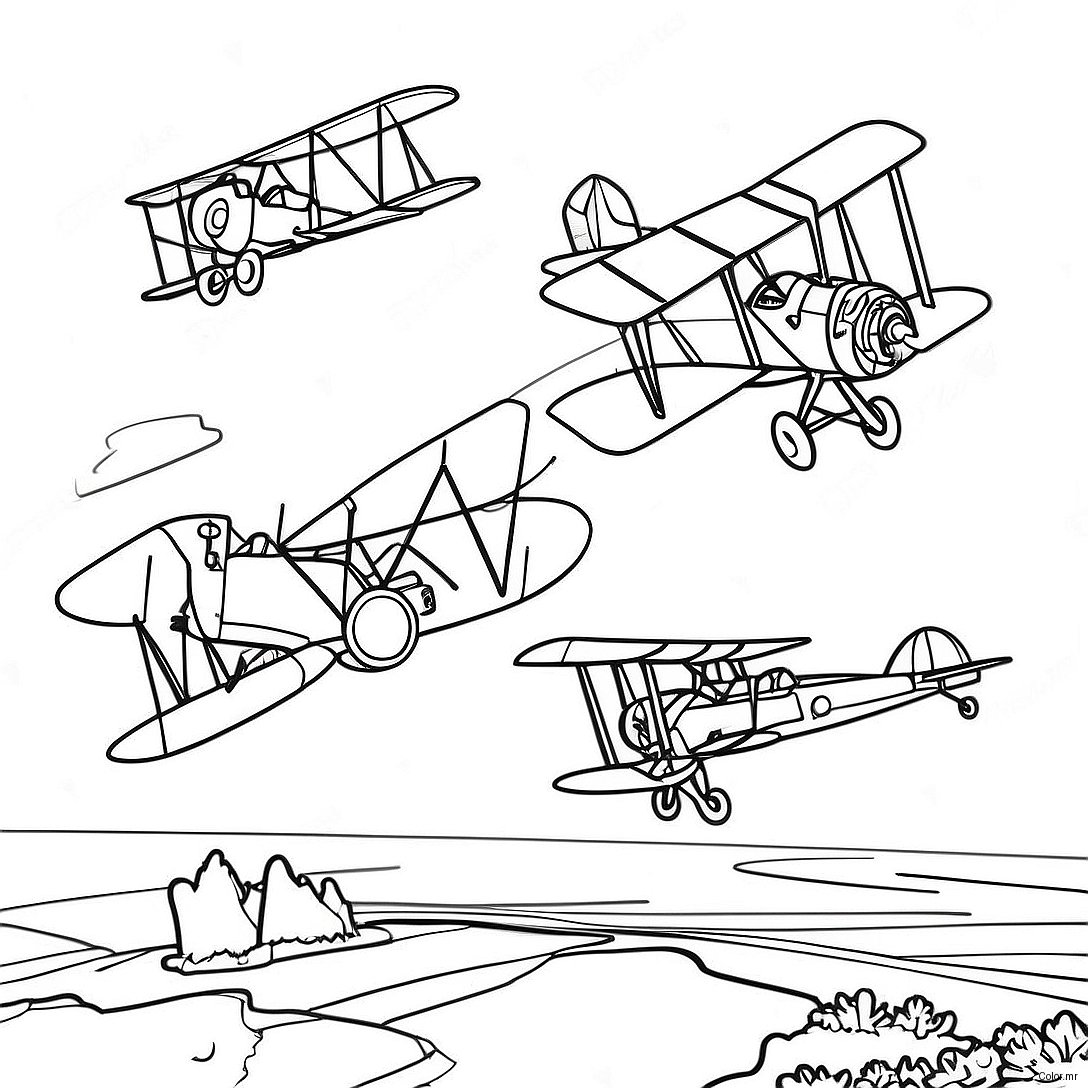 World War 1 Airplanes Flying Coloring Page 33102 17358