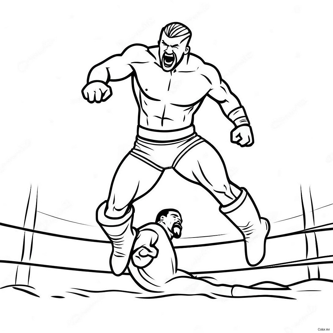 Wwe Wrestler Jumping On Opponent Coloring Page 17615 14785