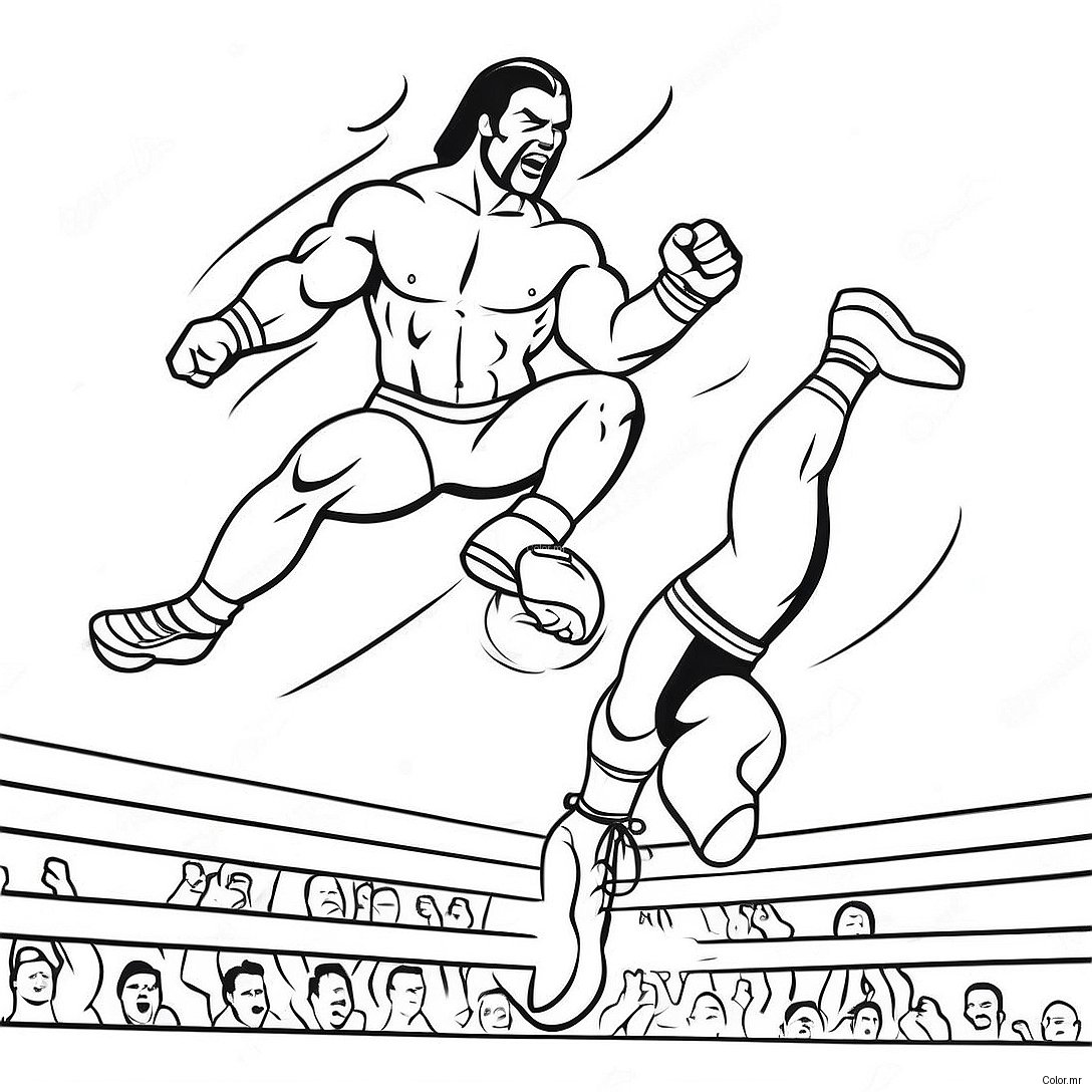 Wwe Wrestler Jumping On Opponent Coloring Page 27223 24840