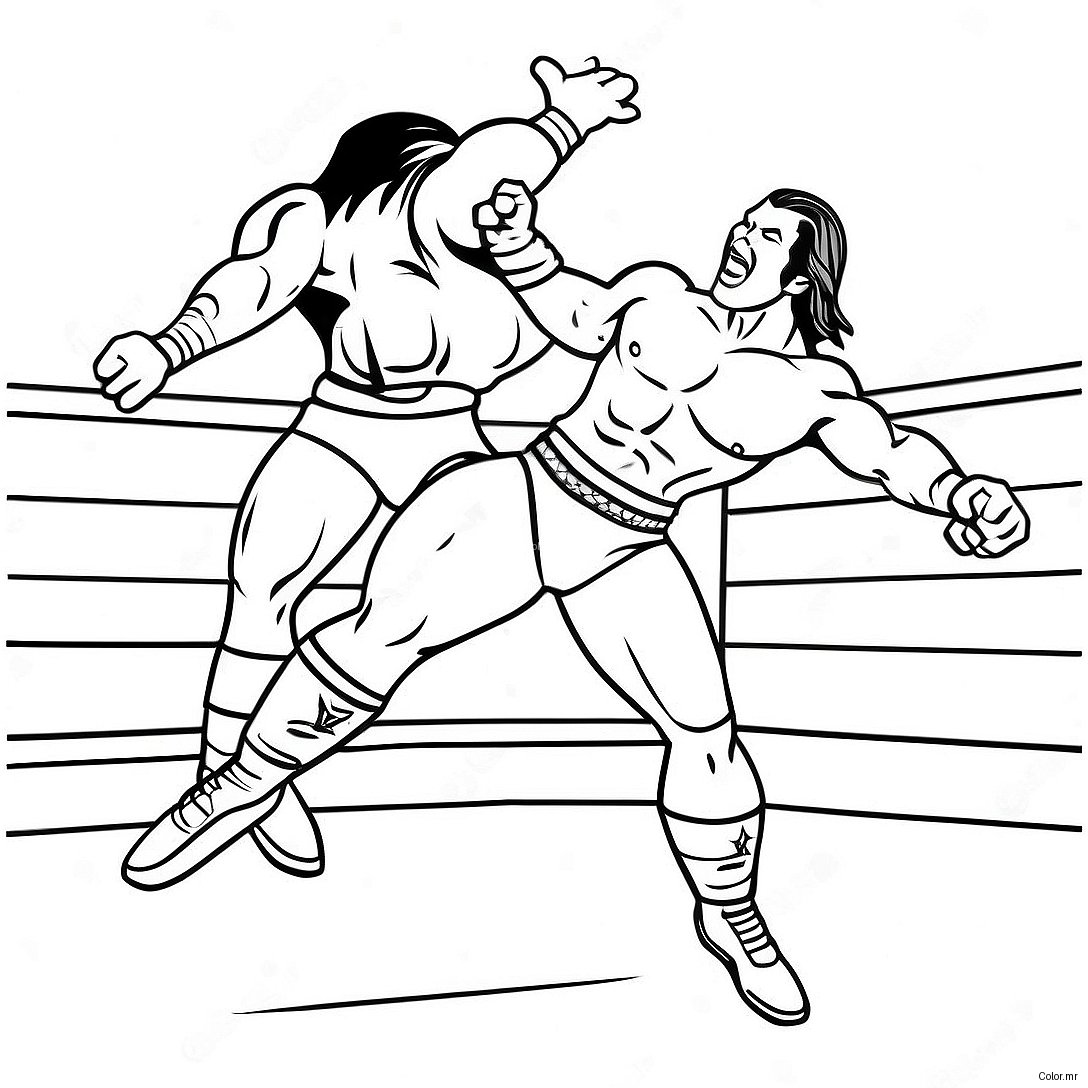 Wwe Wrestler Jumping On Opponent Coloring Page 29838 26877