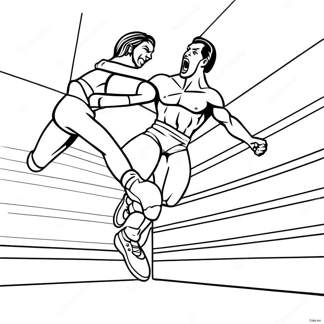 Wwe Wrestler Jumping On Opponent Coloring Page 29838 26880