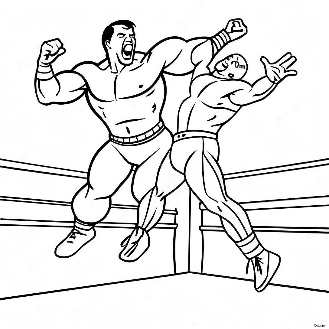 Wwe Wrestler Jumping On Opponent Coloring Page 53418 44385