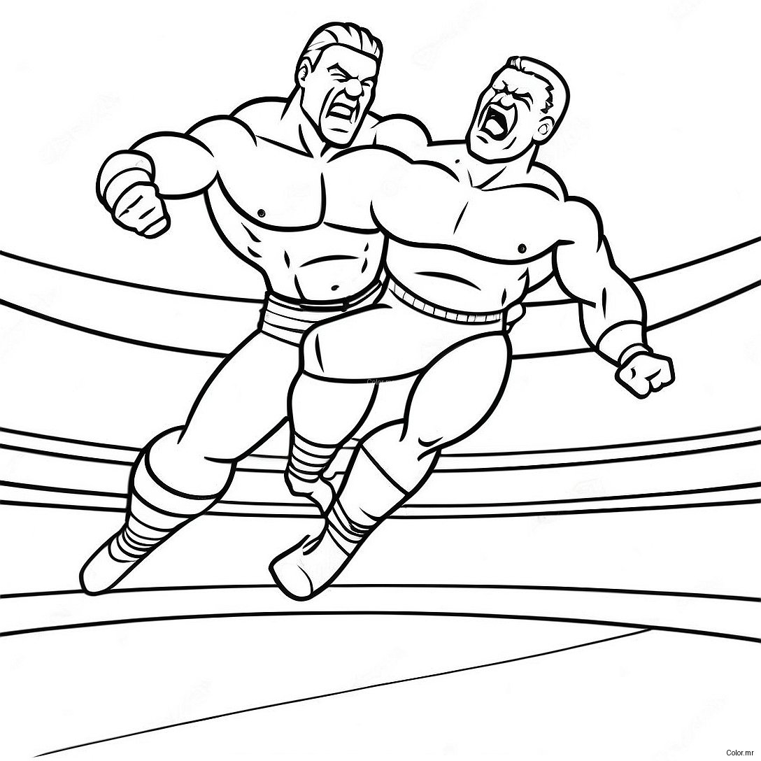 Wwe Wrestler Jumping On Opponent Coloring Page 5503 4408