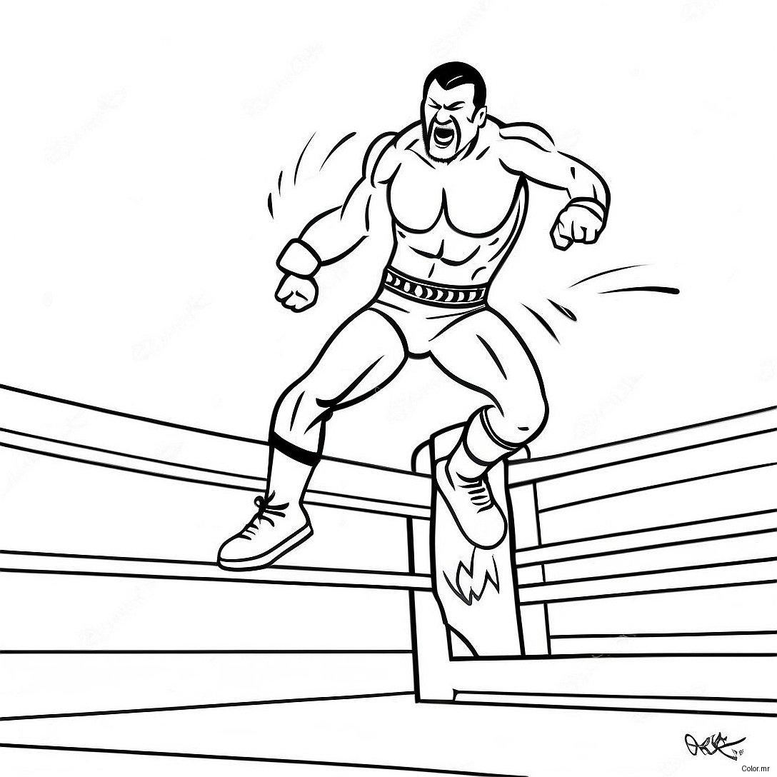 Wwe Wrestler Jumping On Opponent Coloring Page 73465 60642