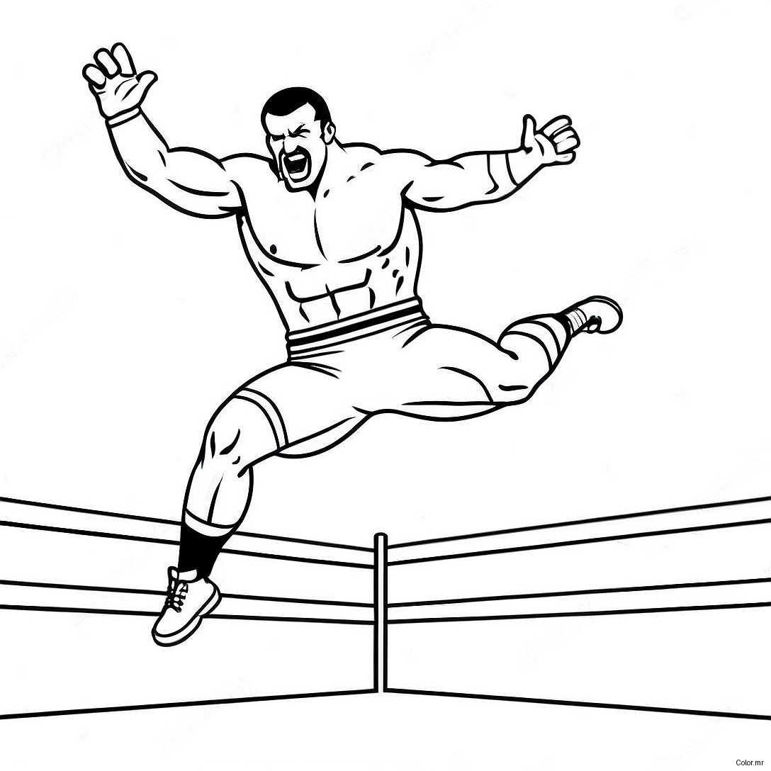 Wwe Wrestler Jumping On Opponent Coloring Page 8696 7122