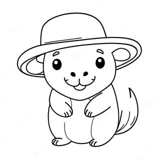 Pagina Para Colorear De Capibara Linda Con Sombrero 10017-8239