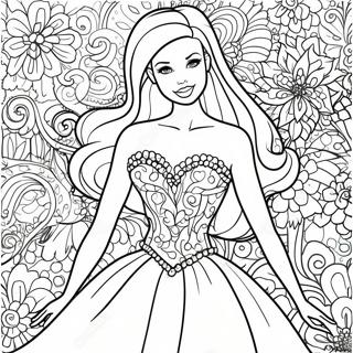 Pagina Para Colorear De Barbie En Un Vestido Brillante 10257-8429