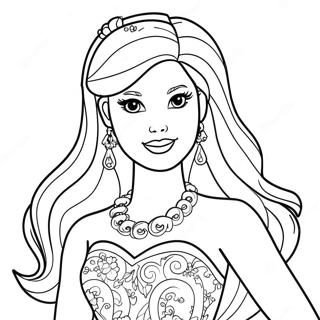 Pagina Para Colorear De Barbie En Un Vestido Brillante 10257-8430