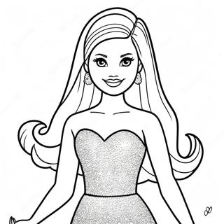 Pagina Para Colorear De Barbie En Un Vestido Brillante 10257-8431