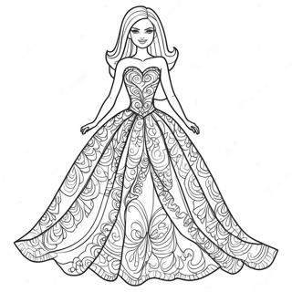 Pagina Para Colorear De Barbie En Un Vestido Brillante 10257-8432