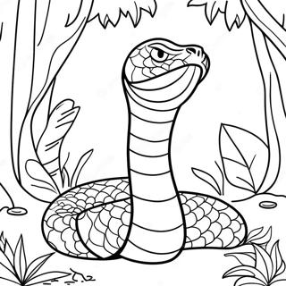 Pagina Para Colorear De La Majestuosa Cobra Real En La Jungla 10337-8495