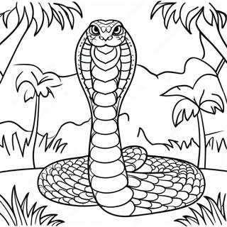 Pagina Para Colorear De La Majestuosa Cobra Real En La Jungla 10337-8496