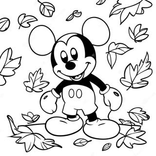 Pagina Para Colorear De Mickey Mouse En Hojas De Otono 10468-8591