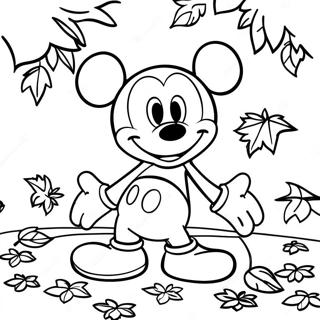 Pagina Para Colorear De Mickey Mouse En Hojas De Otono 10468-8592