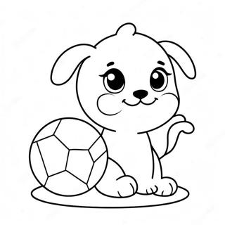 Pagina Para Colorear De Lindo Cachorro Kawaii Jugando Con Una Pelota 10708-8781